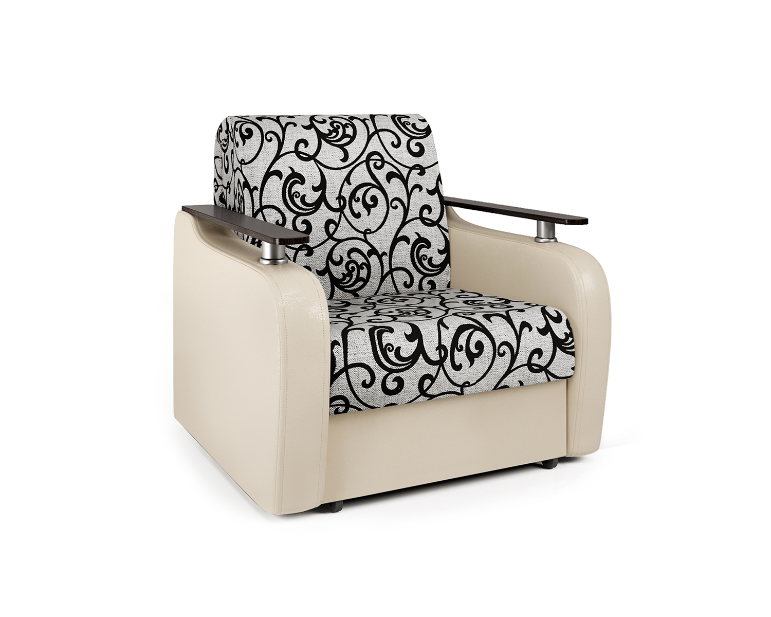 Кресло-кровать Шарм-Дизайн Гранд Д 33070744, экокожа беж и узоры/бук