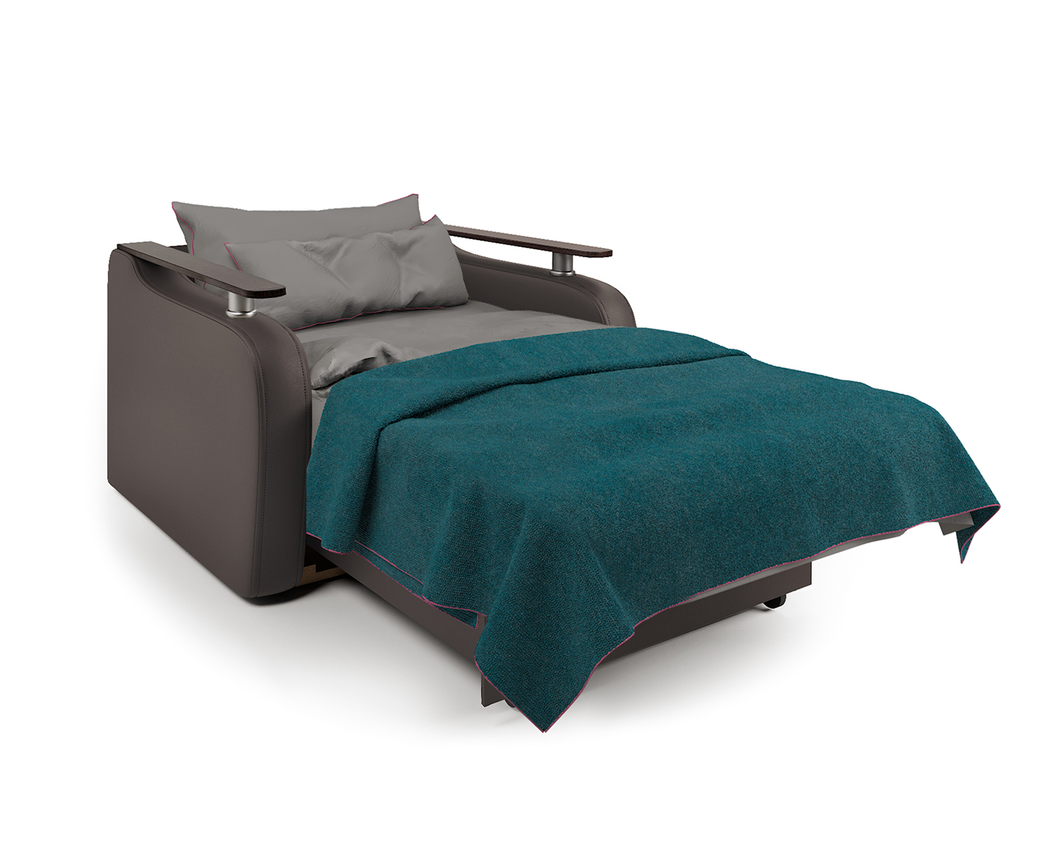 Кресло-кровать Шарм-Дизайн Гранд Д 33070743, экокожа шоколад и серый шенилл/бук