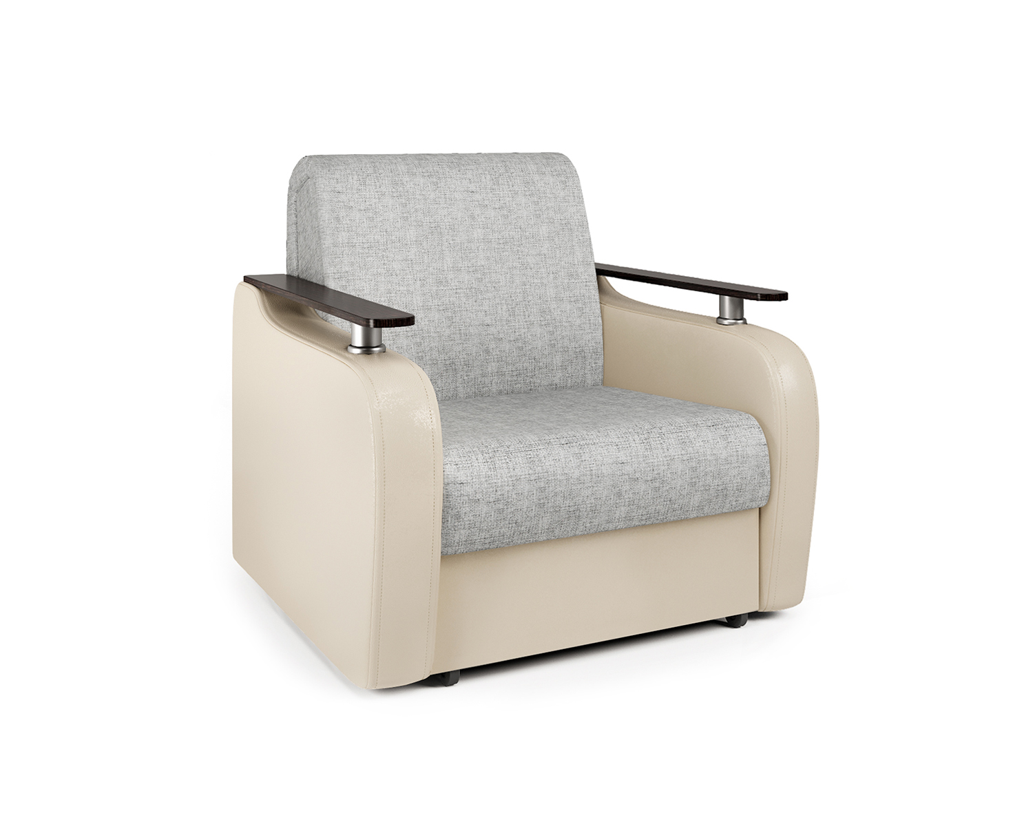 Кресло-кровать Шарм-Дизайн Гранд Д 33070741, экокожа беж и серый шенилл/бук