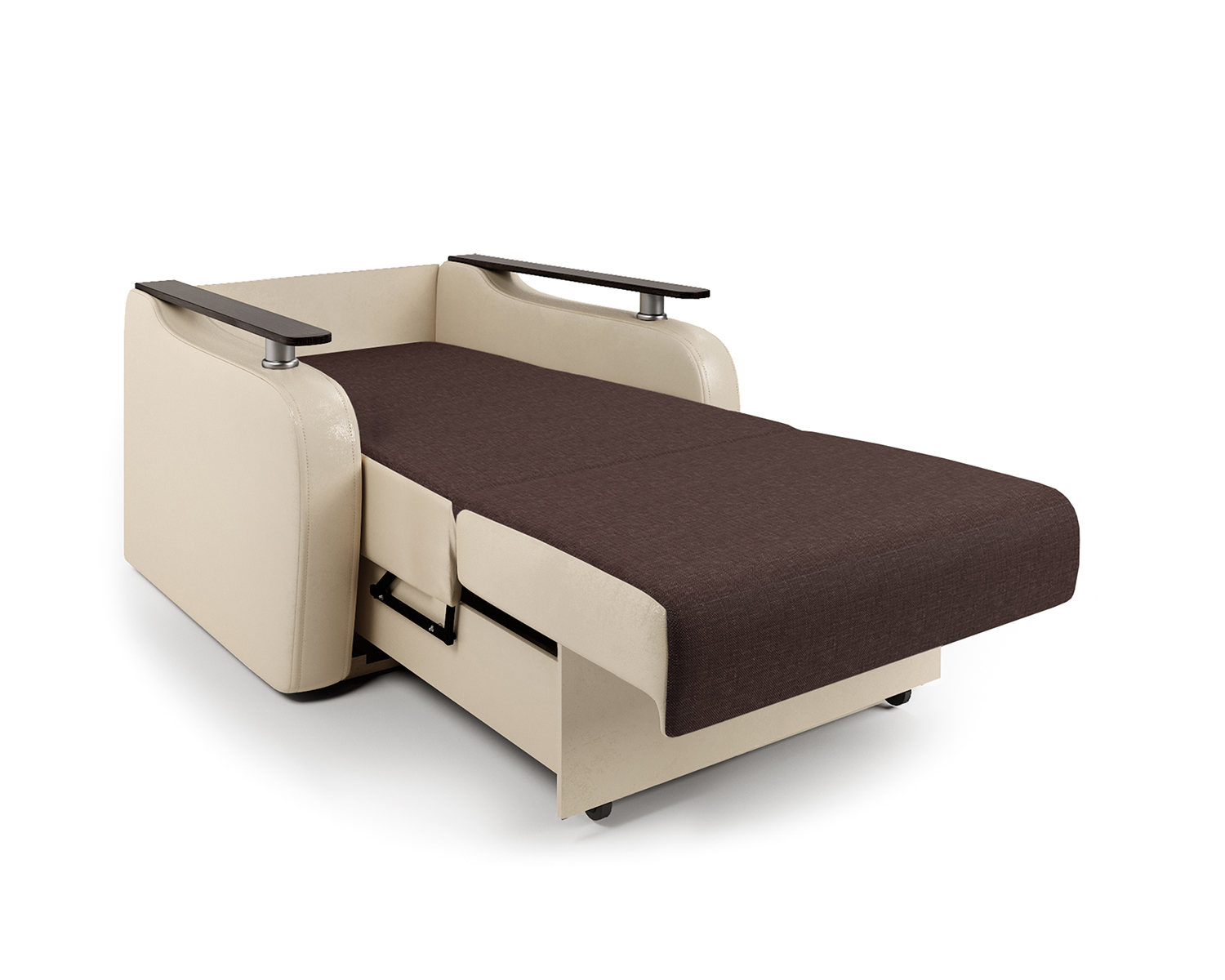 Кресло-кровать Шарм-Дизайн Гранд Д 33070733, рогожка шоколад и экокожа беж/бук