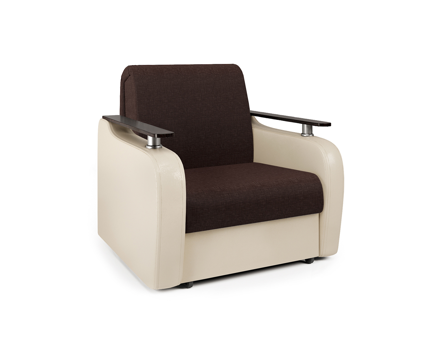 Кресло-кровать Шарм-Дизайн Гранд Д 33070733, рогожка шоколад и экокожа беж/бук