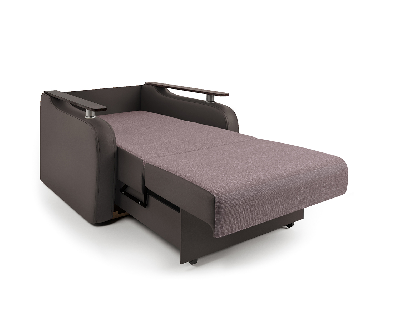Кресло-кровать Шарм-Дизайн Гранд Д 33070732, рогожка латте и экокожа шоколад/бук