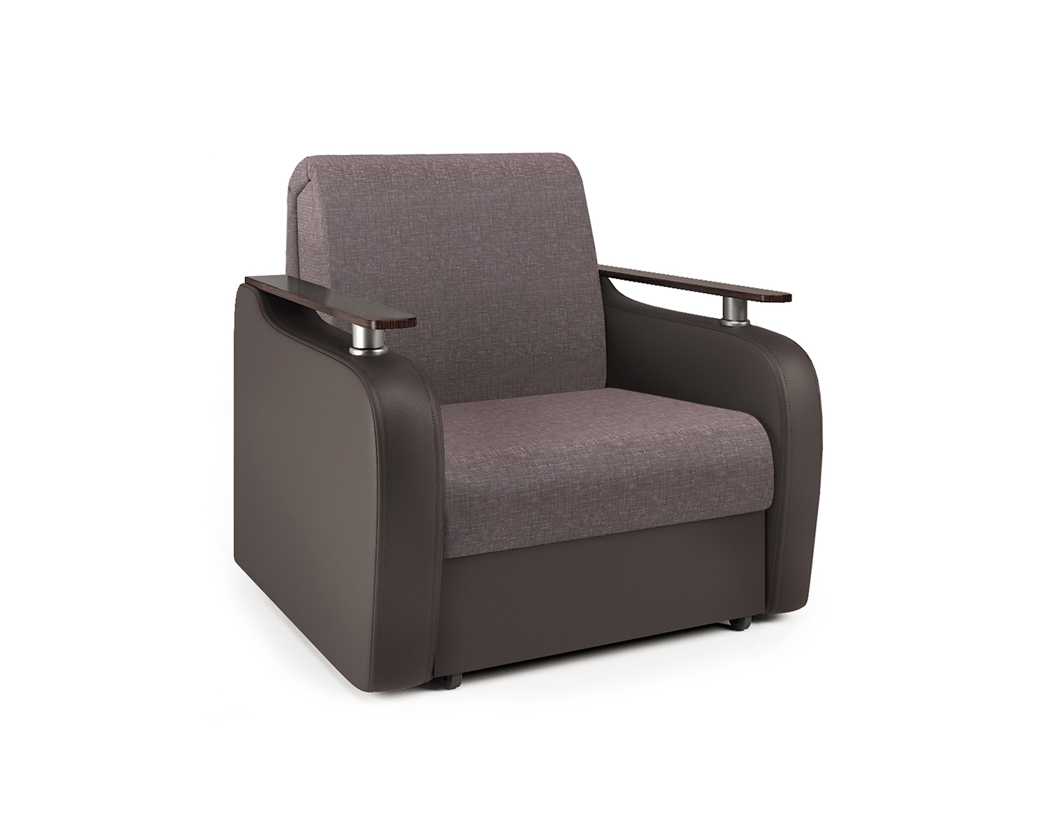 Кресло-кровать Шарм-Дизайн Гранд Д 33070732, рогожка латте и экокожа шоколад/бук