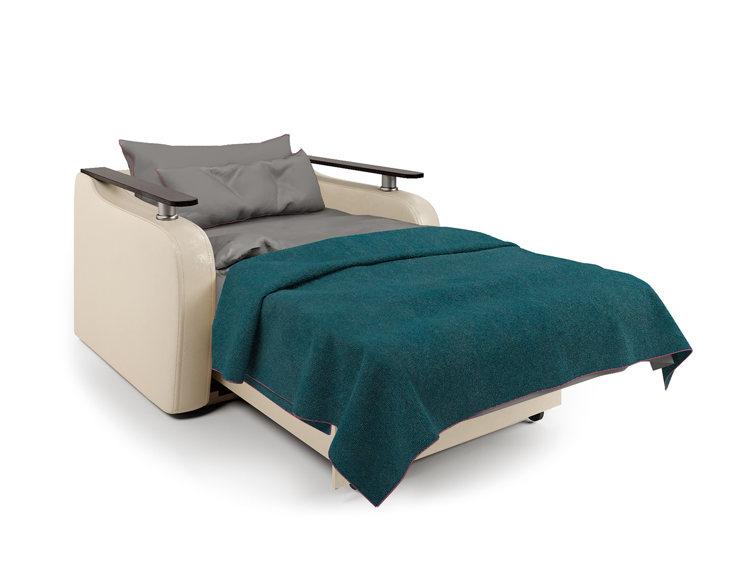 Кресло-кровать Шарм-Дизайн Гранд Д 33070731, рогожка латте и экокожа беж/бук