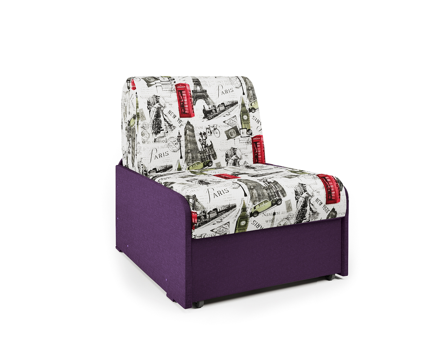 Кресло-кровать Шарм-Дизайн Коломбо БП 33070720, париж и рогожка фиолетовый/бук