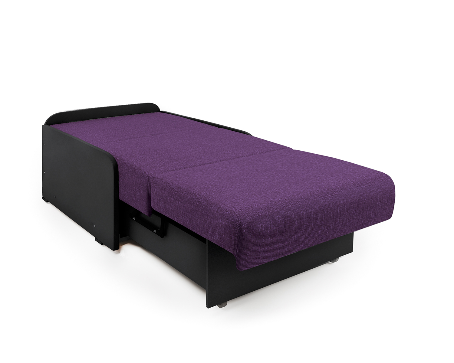 Кресло-кровать Шарм-Дизайн Коломбо БП 33070712, фиолетовая рогожка и экокожа черный/бук