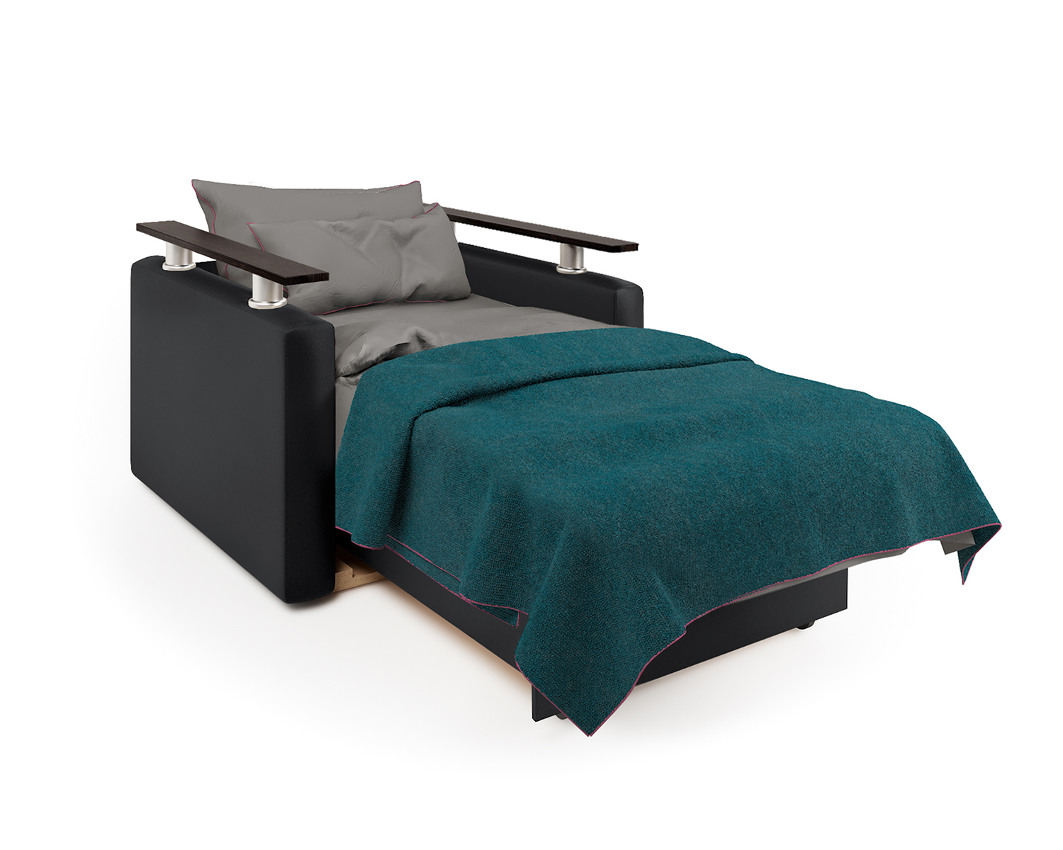 Кресло-кровать Шарм-Дизайн Шарм 33070703, экокожа черная и узоры/бук