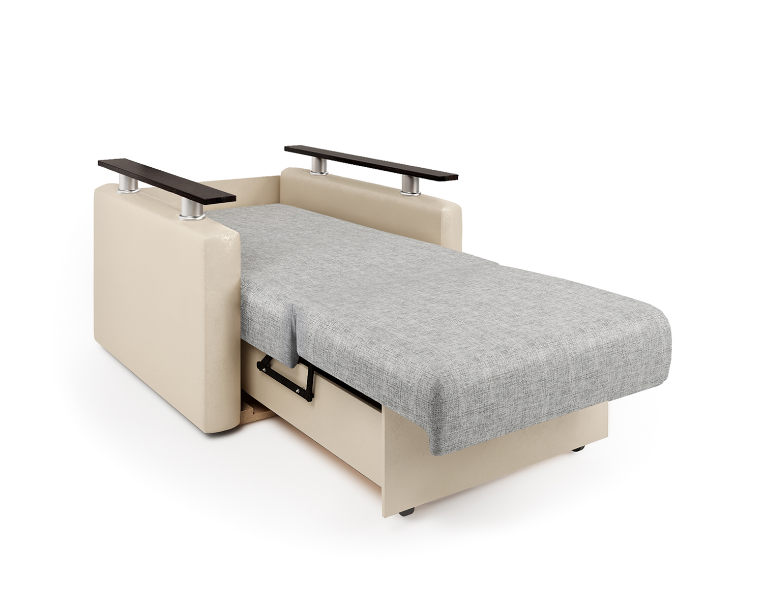 Кресло-кровать Шарм-Дизайн Шарм 33070696, экокожа беж и серый шенилл/бук