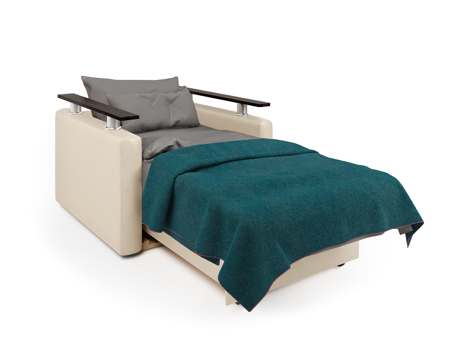 Кресло-кровать Шарм-Дизайн Шарм 33070686, рогожка латте и экокожа беж/бук