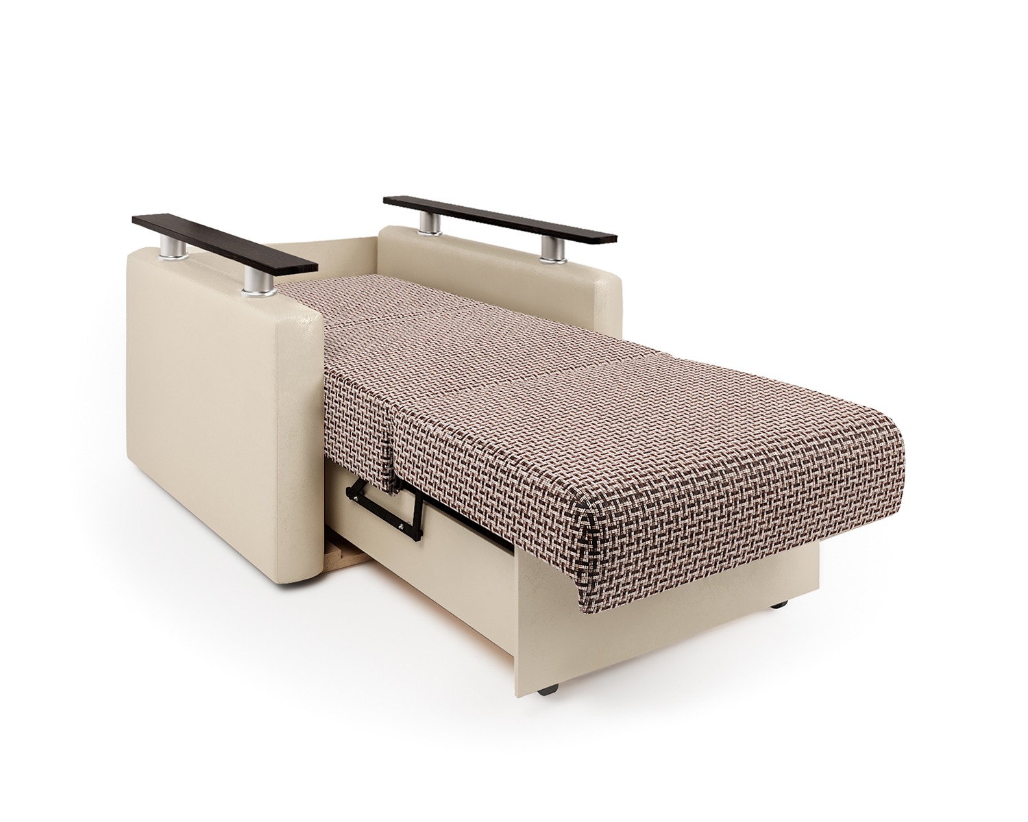 Кресло-кровать Шарм-Дизайн Шарм 33070684, корфу коричневый и экокожа беж/бук