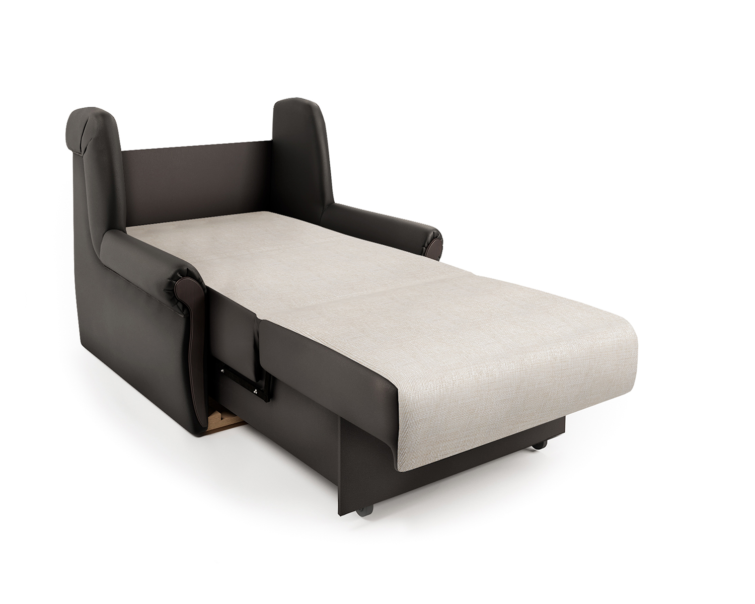 Кресло-кровать Шарм-Дизайн Аккорд М 33070673, экокожа шоколад и шенилл беж/бук