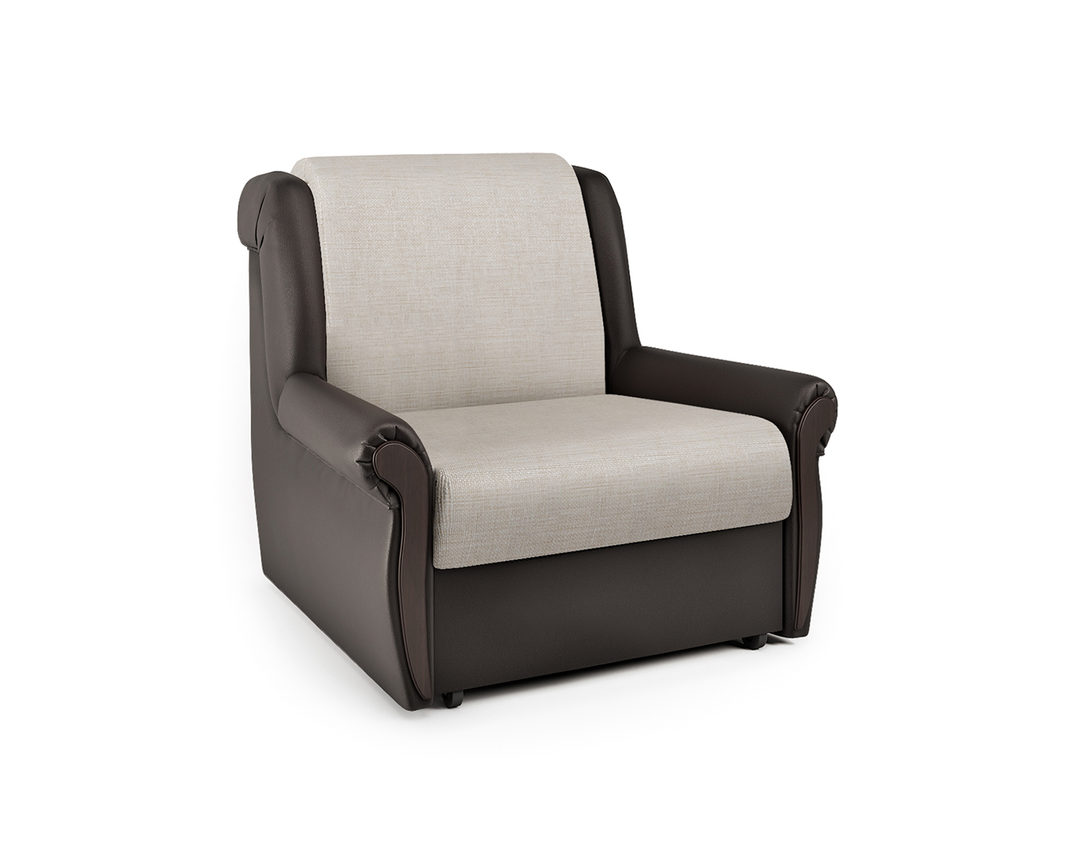 Кресло-кровать Шарм-Дизайн Аккорд М 33070673, экокожа шоколад и шенилл беж/бук
