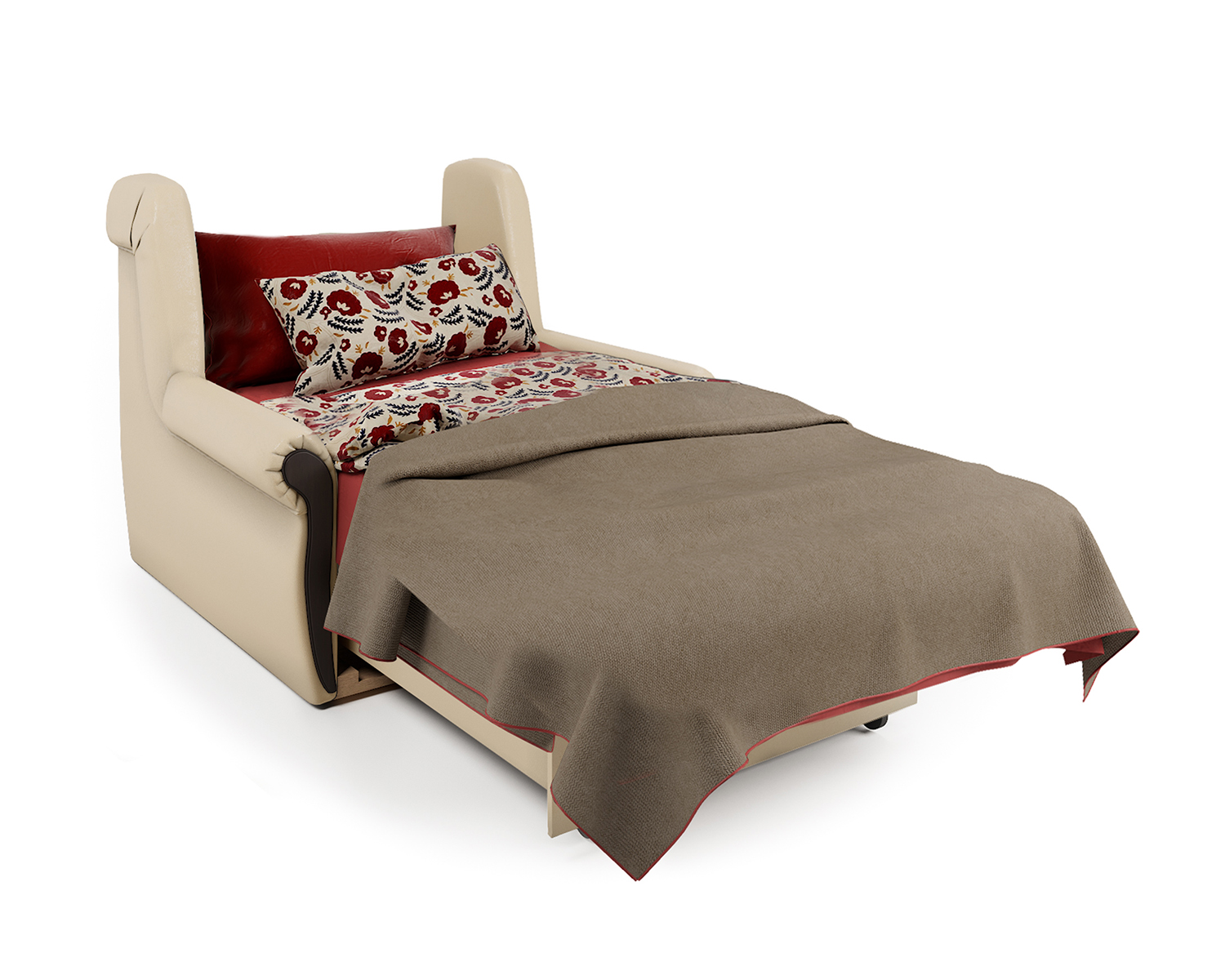 Кресло-кровать Шарм-Дизайн Аккорд М 33070672, экокожа беж и шенилл беж/бук