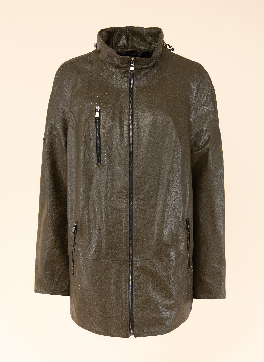 Кожаная куртка женская Каляев 1599068 коричневая 46 RU