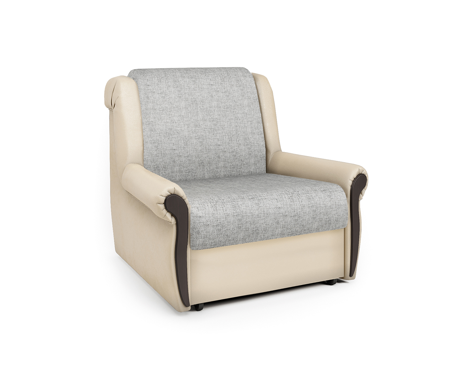 Кресло-кровать Шарм-Дизайн Аккорд М 33070668, экокожа беж и серый шенилл/бук