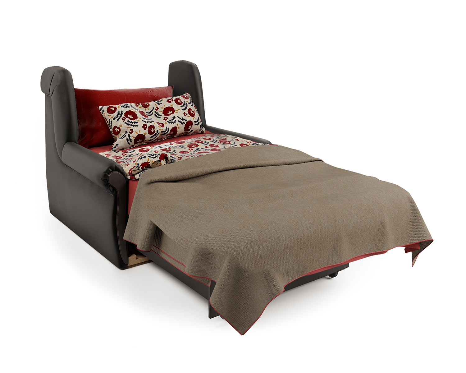Кресло-кровать Шарм-Дизайн Аккорд М 33070667, экокожа шоколад и ромб/бук