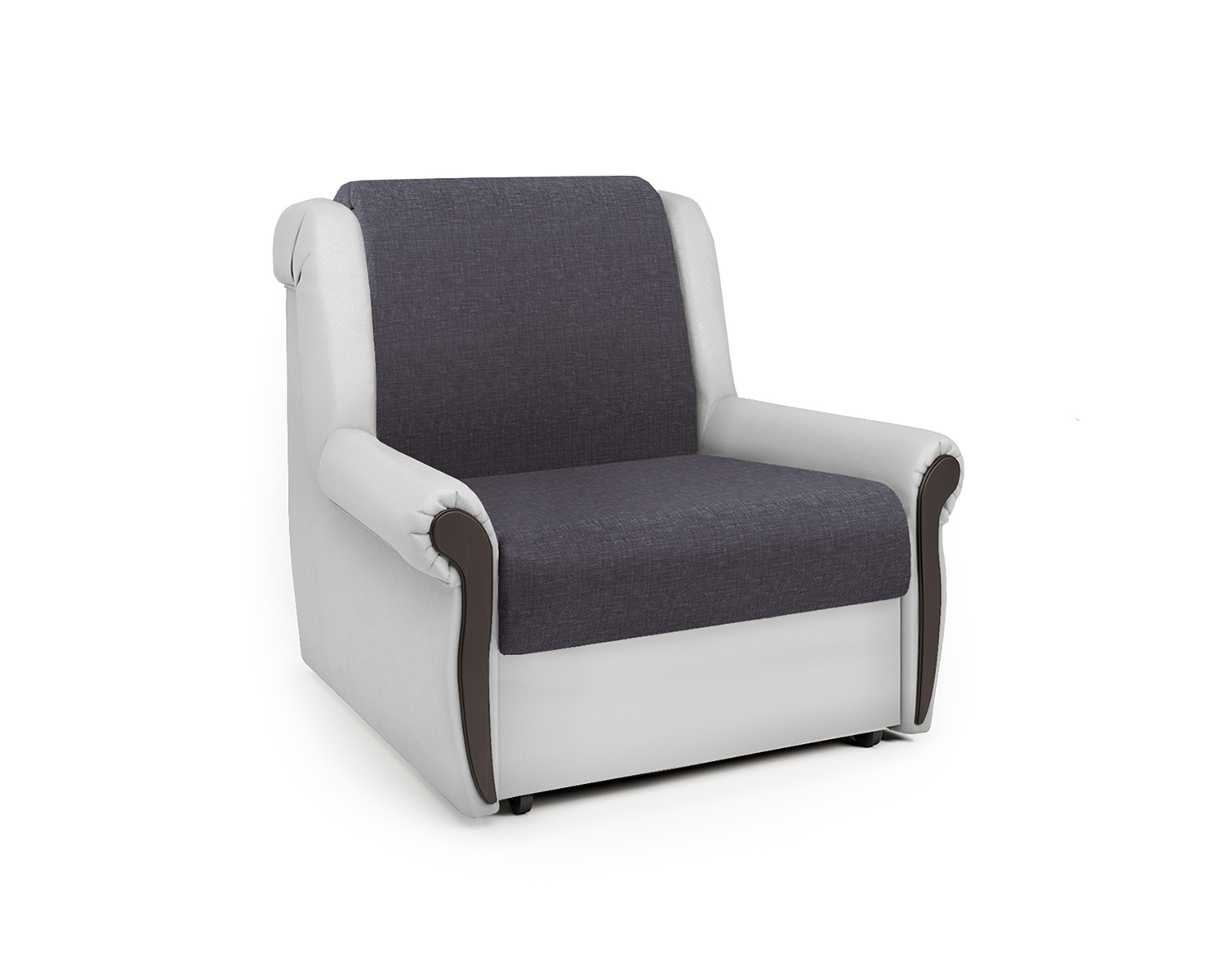 Кресло-кровать Шарм-Дизайн Аккорд М 33070664, серая рогожка и экокожа белая/бук