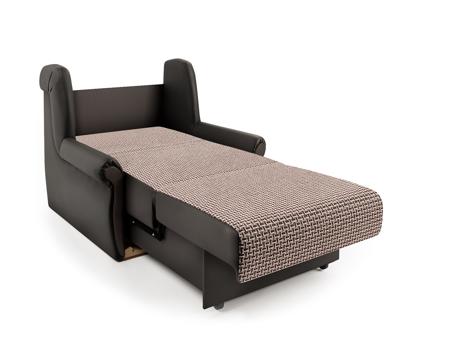 Кресло-кровать Шарм-Дизайн Аккорд М 33070659, корфу коричневый и экокожа шоколад/бук