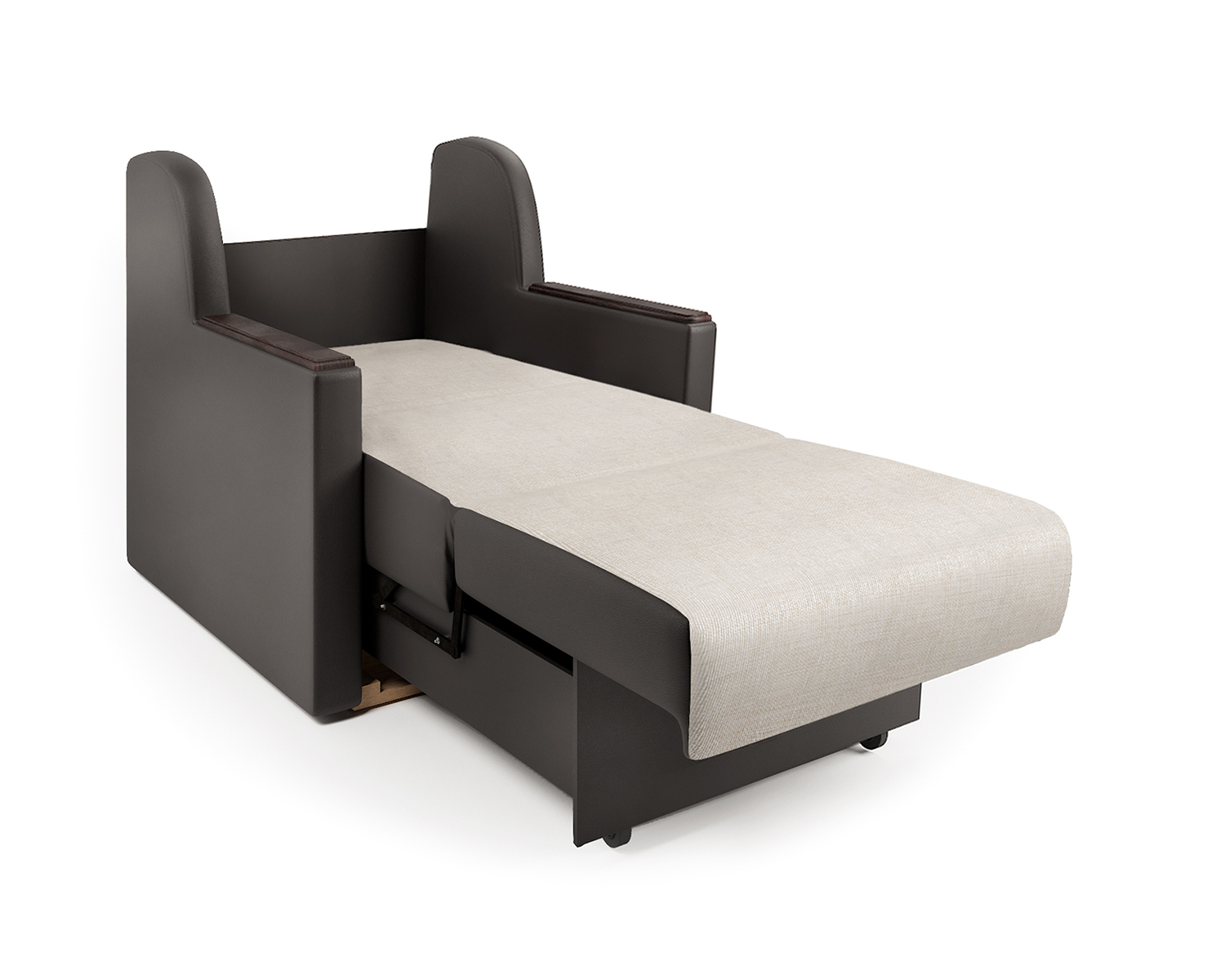 Кресло-кровать Шарм-Дизайн Аккорд Д 33070653, экокожа шоколад и шенилл беж/бук