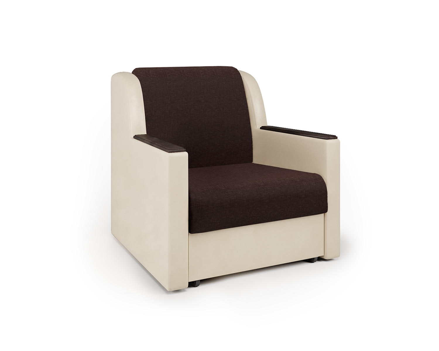 Кресло-кровать Шарм-Дизайн Аккорд Д 33070642, рогожка шоколад и экокожа беж/бук