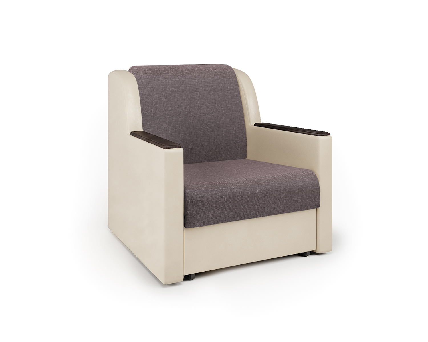 Кресло-кровать Шарм-Дизайн Аккорд Д 33070640, рогожка латте и экокожа беж/бук