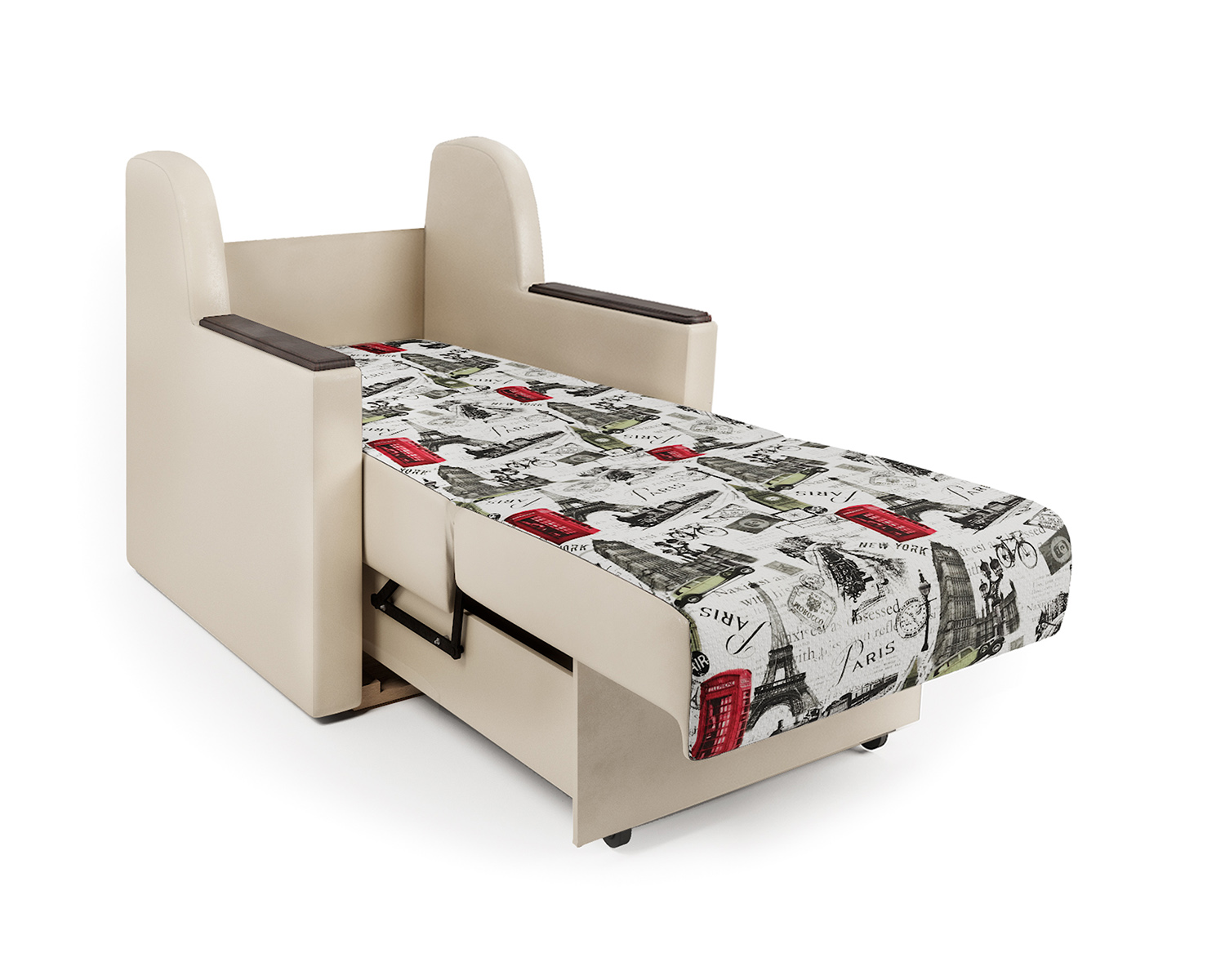 Кресло-кровать Шарм-Дизайн Аккорд Д 33070634, велюр париж и экокожа беж/бук