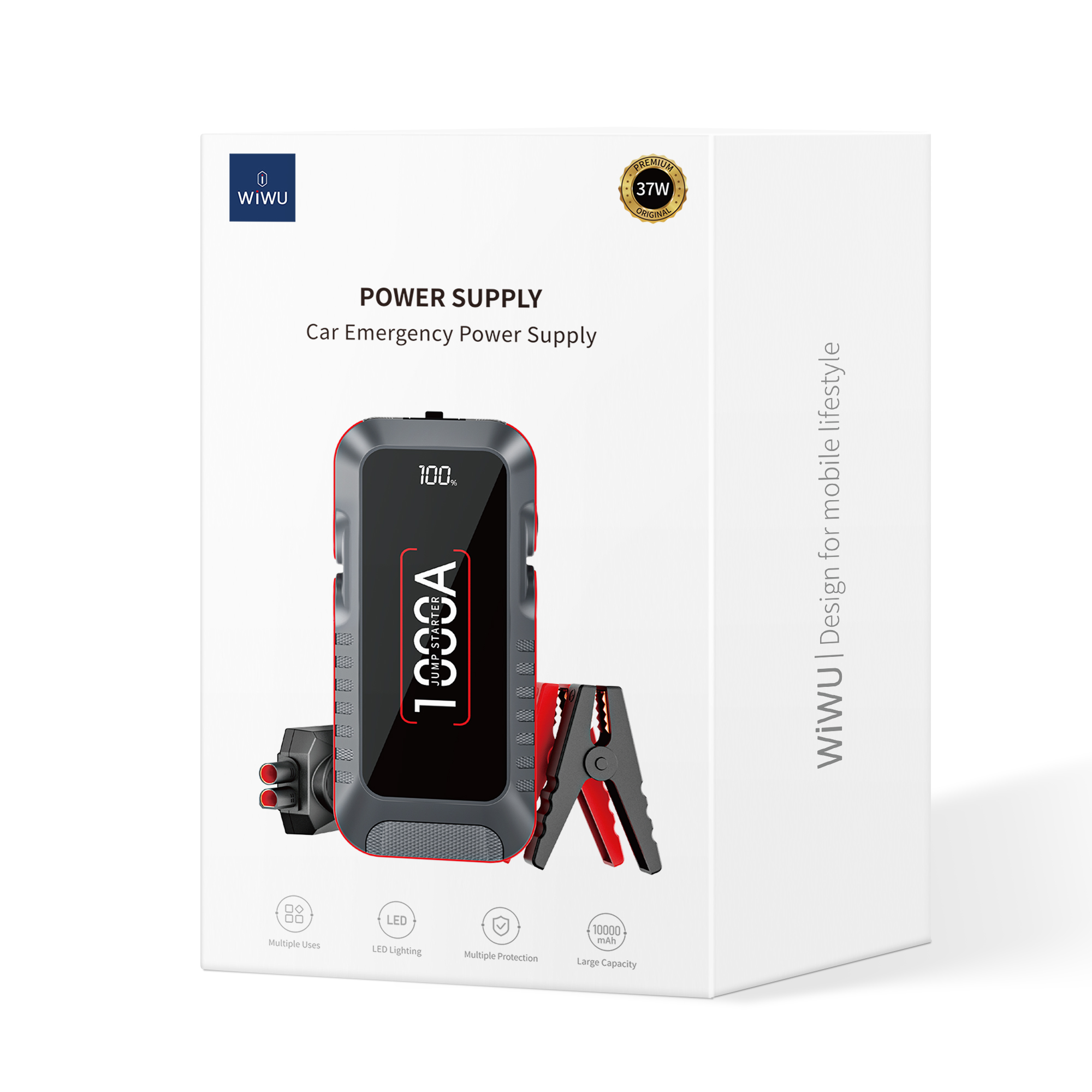 Пусковое устройство для запуска автомобиля с Jump Starter WIWU JS001 10000  mah - купить в Texnoplace, цена на Мегамаркет