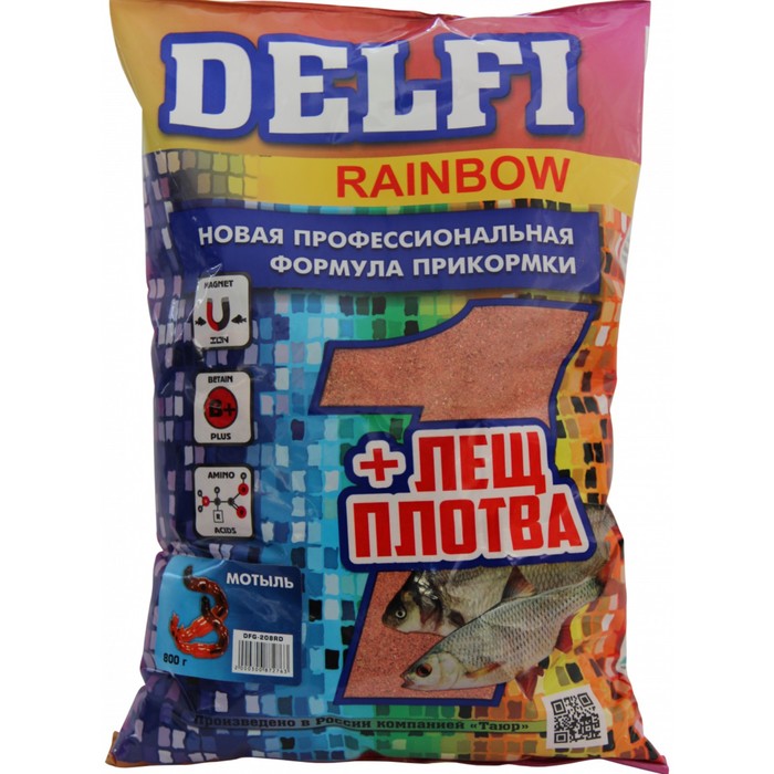 Делфи Прикормка DELFI Rainbow, лещ-плотва, мотыль, красная, 800 г - купить в Москве, цены на Мегамаркет