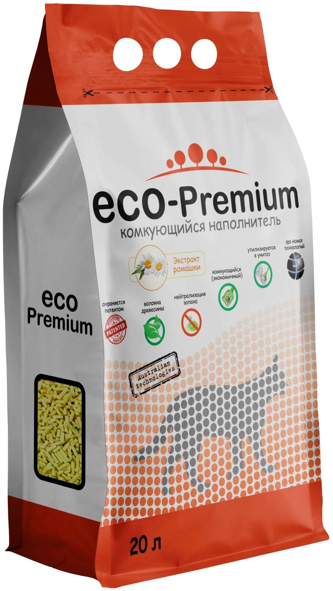 Наполнитель для кошачьего туалета eco premium 55л