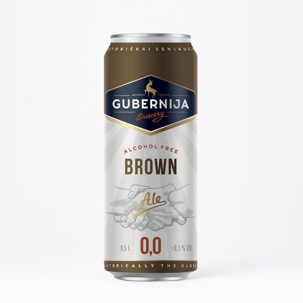 Пиво Gubernija Brown ale безалкогольное в банке Литва 500 мл