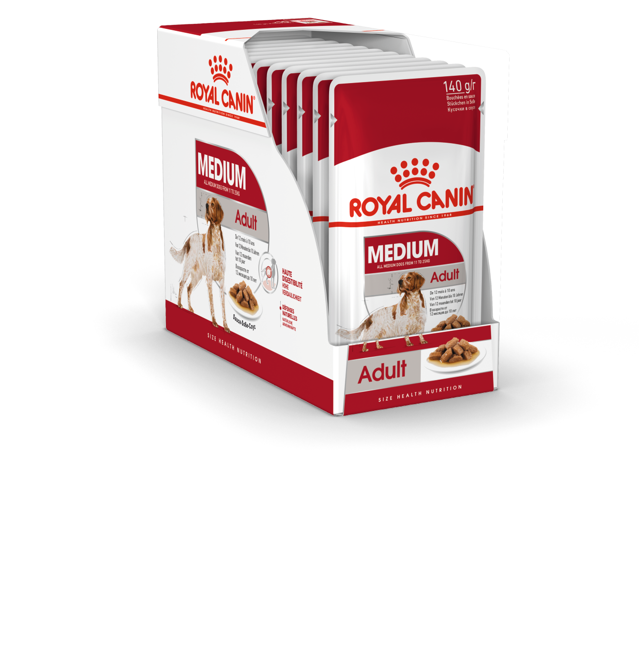 Влажный корм для собак ROYAL CANIN Medium Adult, для средних пород, мясо, 10шт по 140г