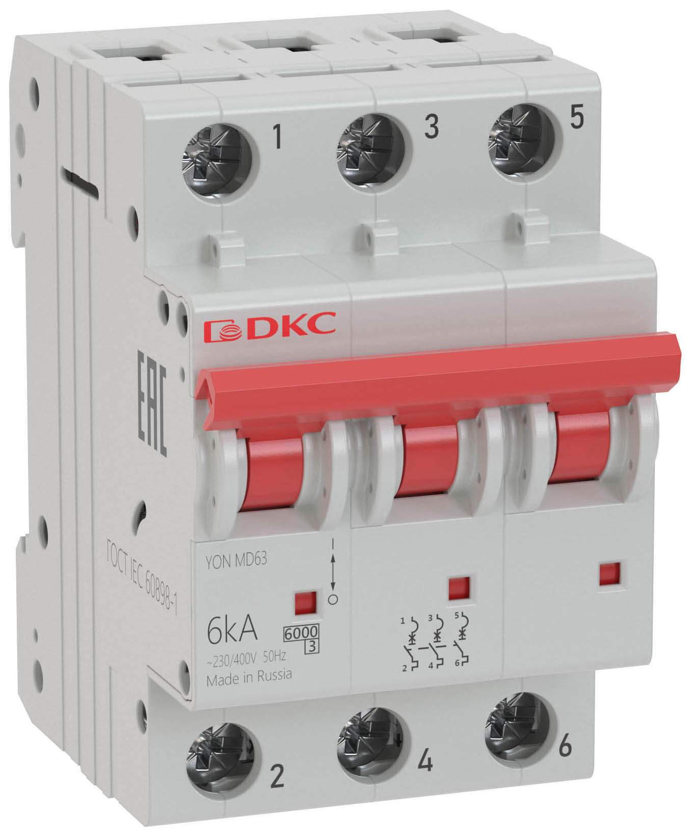 Выключатель автоматический модульный 3п C 63А 6кА YON MD63 DKC MD63 ...