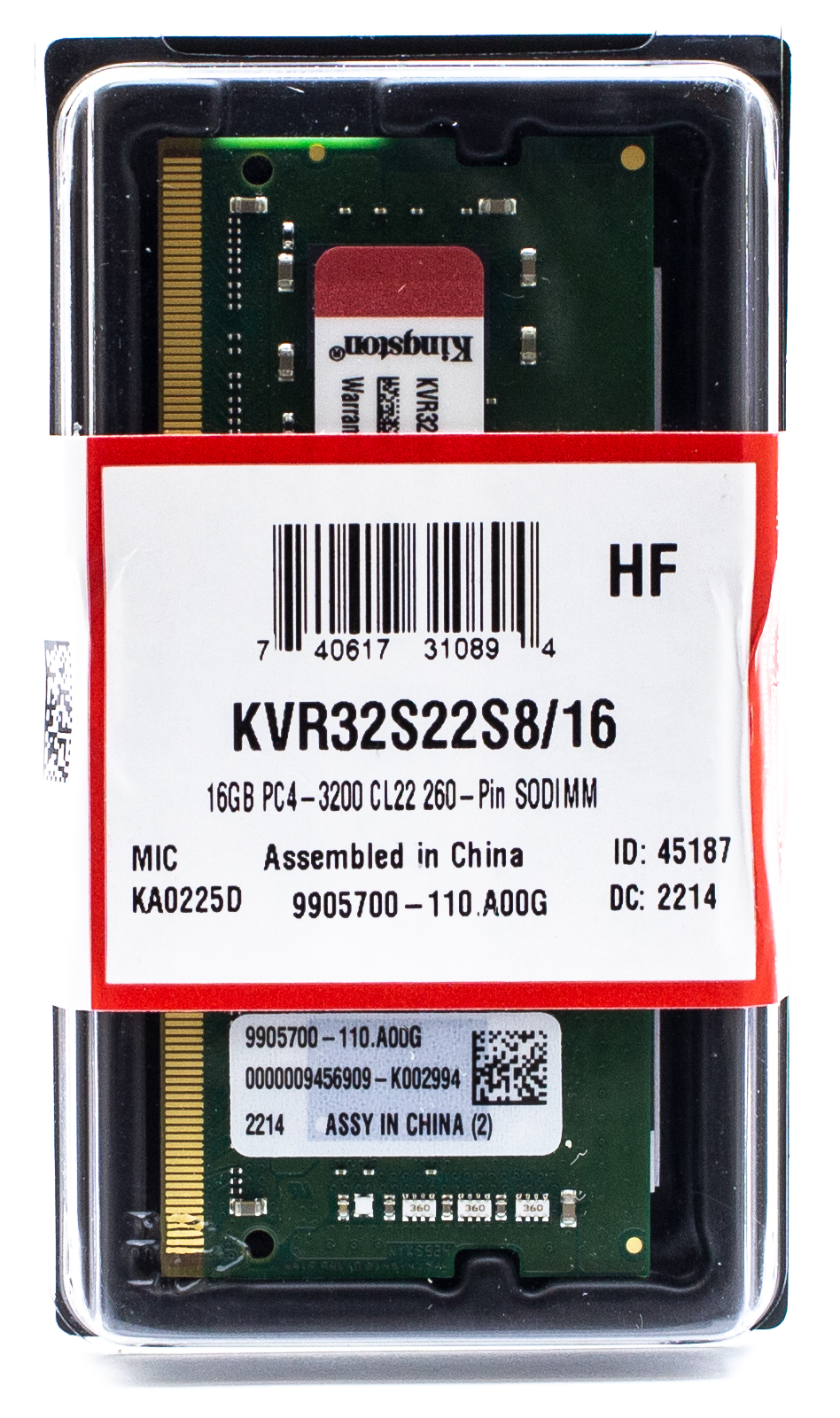 Оперативная память Kingston ValueRAM (KVR32S22S8/16) DDR4 1x16Gb 3200MHz,  купить в Москве, цены в интернет-магазинах на Мегамаркет