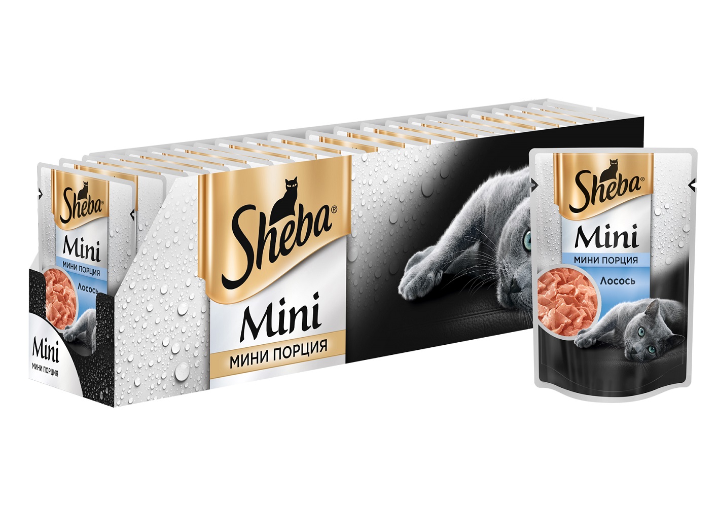 Влажный корм для кошек Sheba Mini мини порция c лососем, 33 шт по 50 г