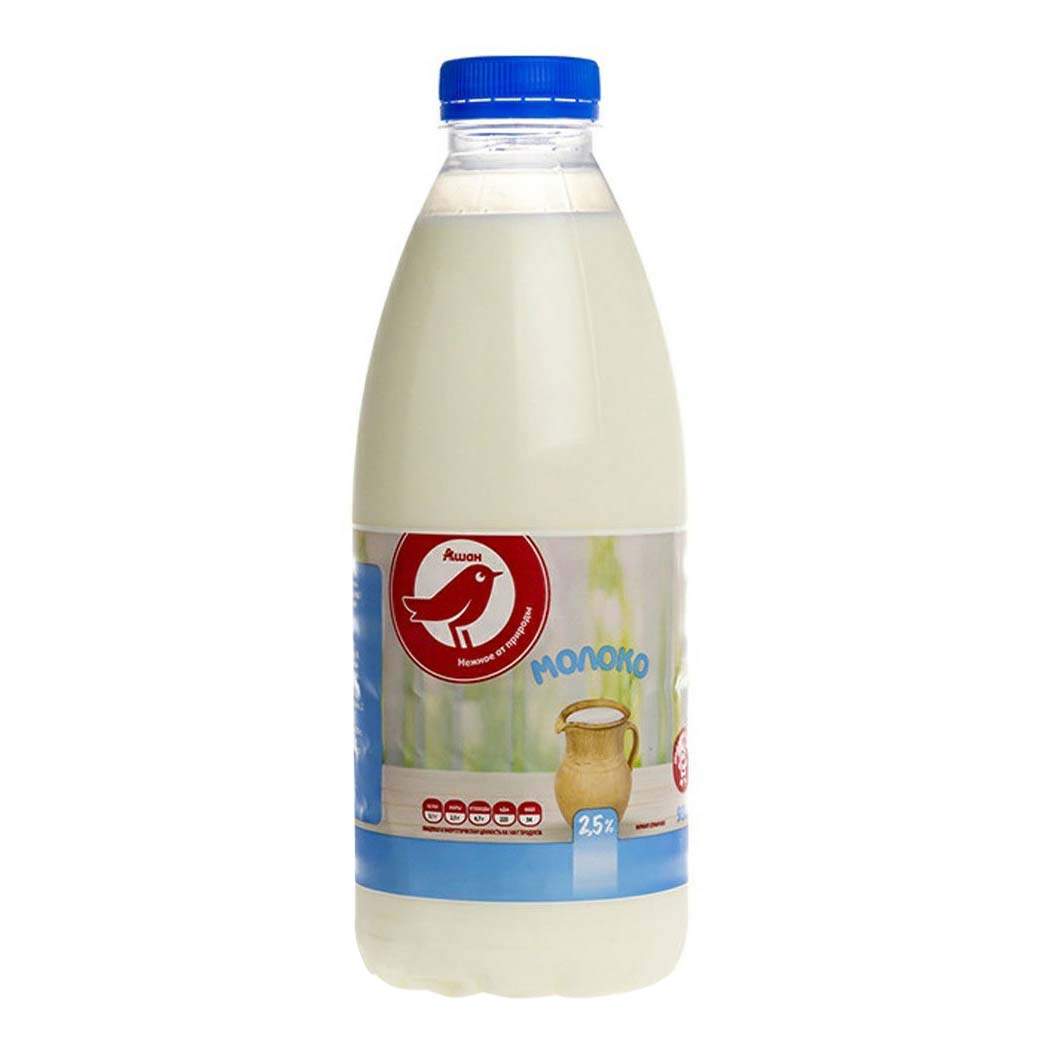 Купить молоко 2,5% пастеризованное 930 мл Ашан БЗМЖ, цены на Мегамаркет | Артикул: 100032058700