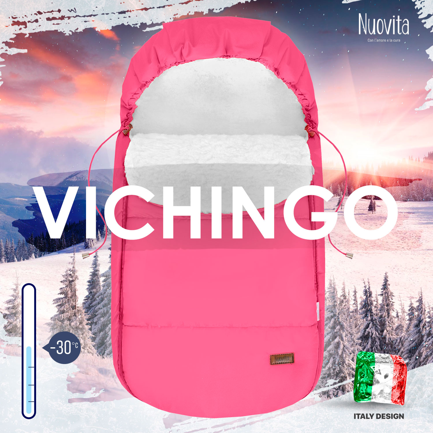 Конверт зимний меховой Nuovita Vichingo Bianco (Rosa/Розовый)