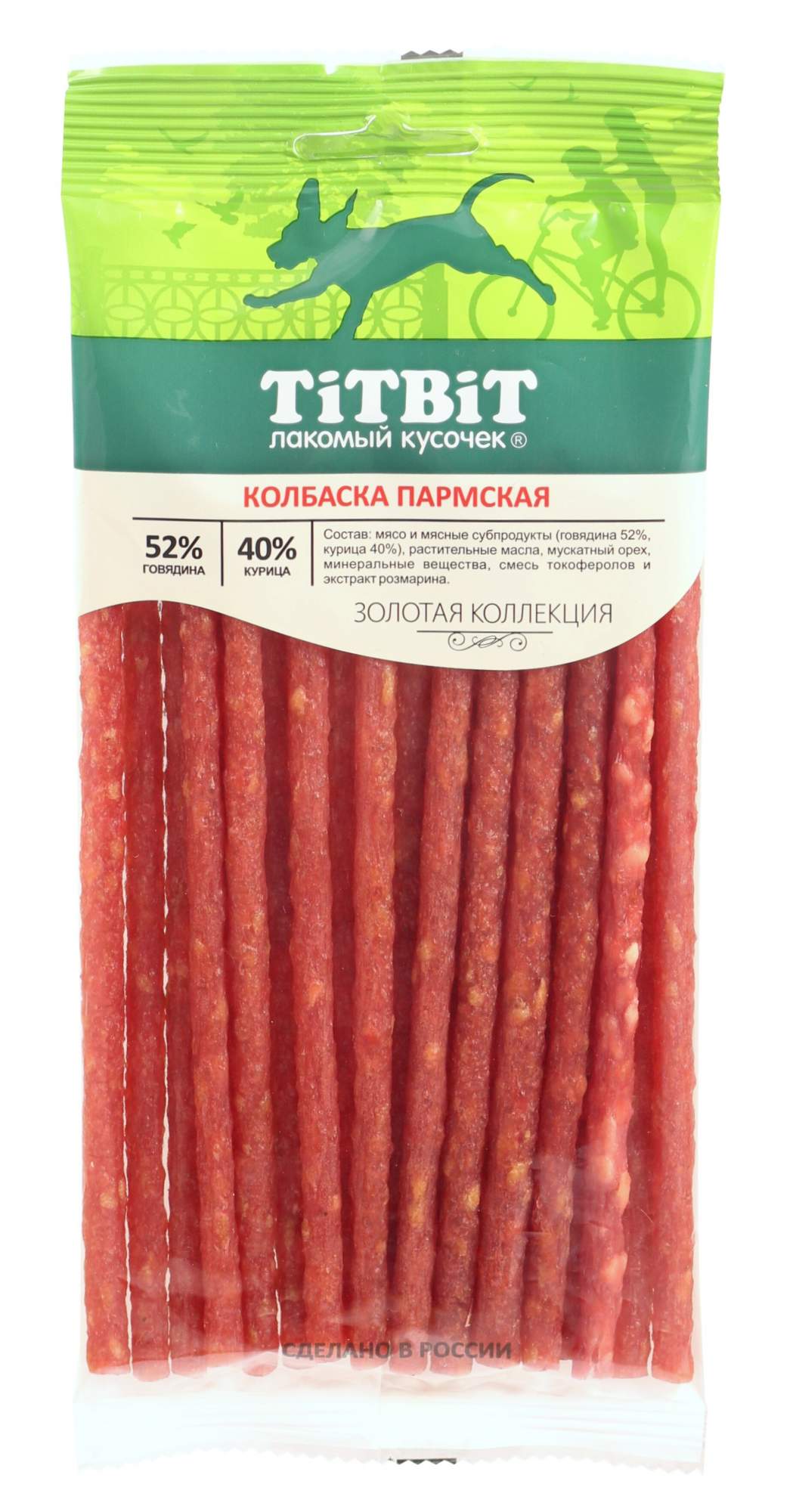 Лакомство для собак Titbit колбаса Пармская Золотая коллекция, 120г - купить в Мегамаркет Москва, цена на Мегамаркет