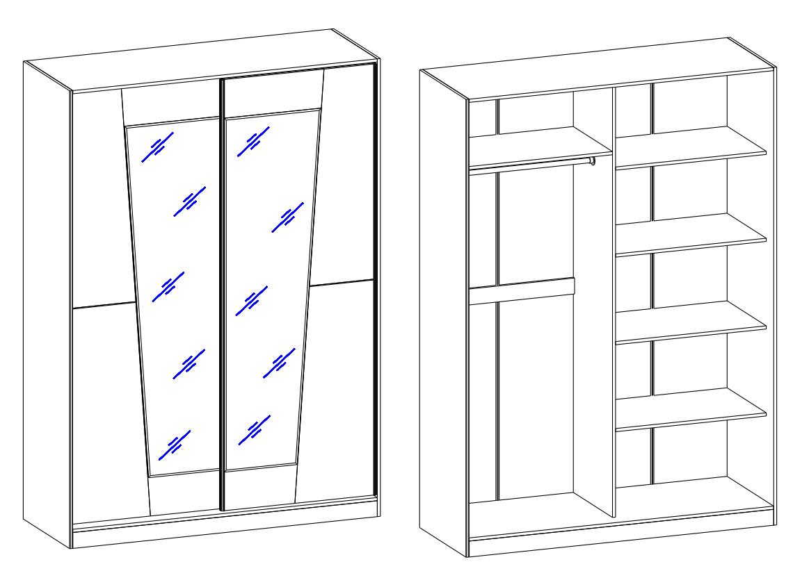 Шкаф купе с зеркалом схема