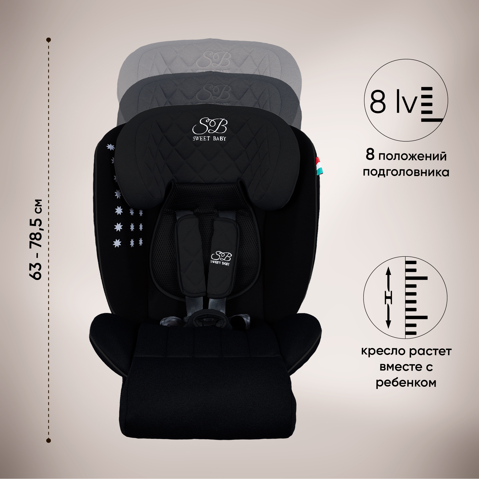 Купить автокресло группа 0123 0-36 Sweet Baby Fortuna 360 SPS Isofix Black,  цены на Мегамаркет | Артикул: 600013345970