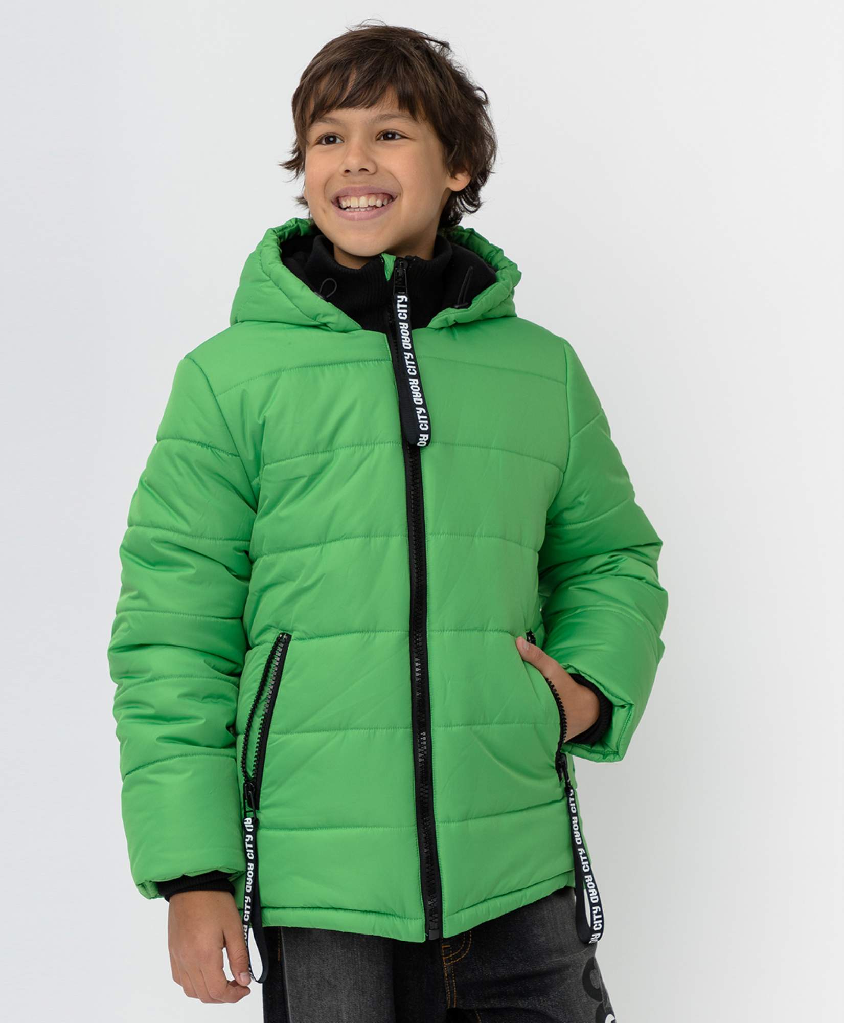Зеленая зимняя куртка Button Blue 220BBBJC41024800, размер 140
