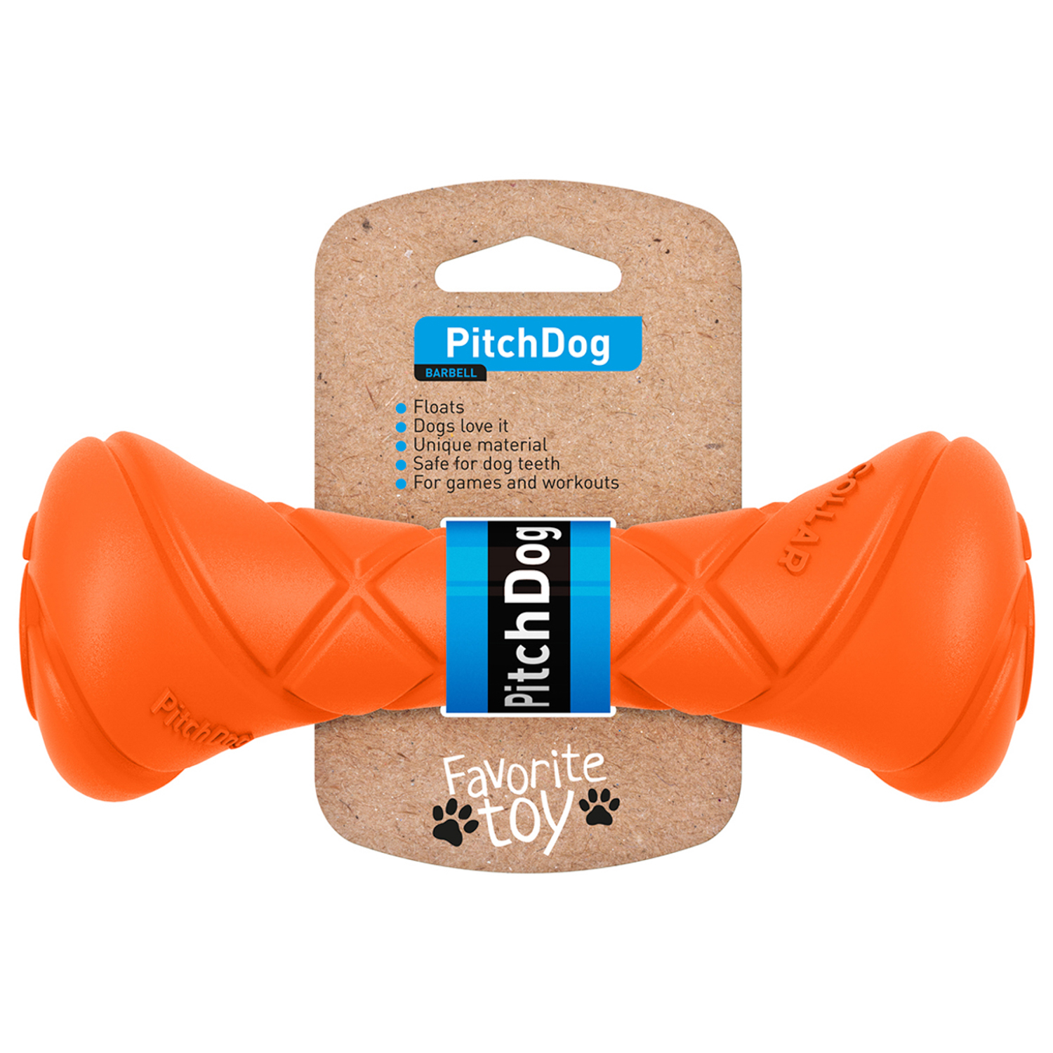 Грейфер (игрушка для перетягивания) для собак PitchDog , оранжевый, 19 см, диаметр 7 см