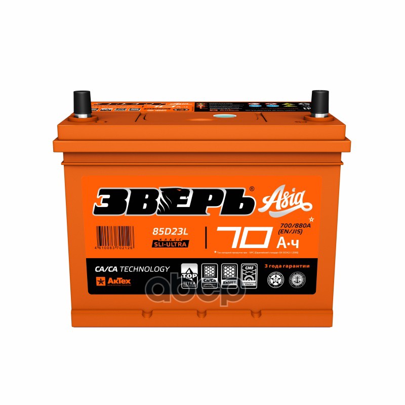 Аккумулятор Зверь Asia 70 А/Ч Обратная R+ 232x175x225 En700 А 85d23l ...