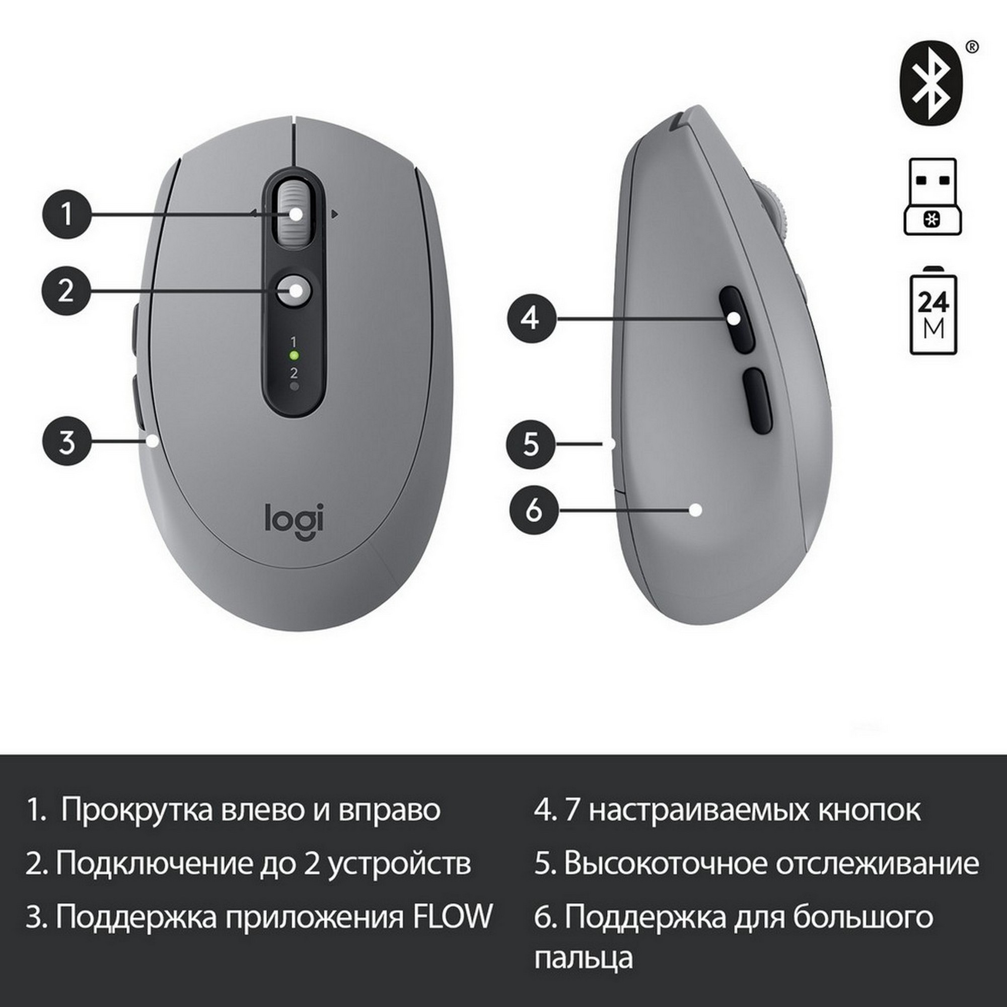 Беспроводная мышь Logitech M590 Grey (910-005198) - отзывы покупателей на  маркетплейсе Мегамаркет | Артикул: 100014121078