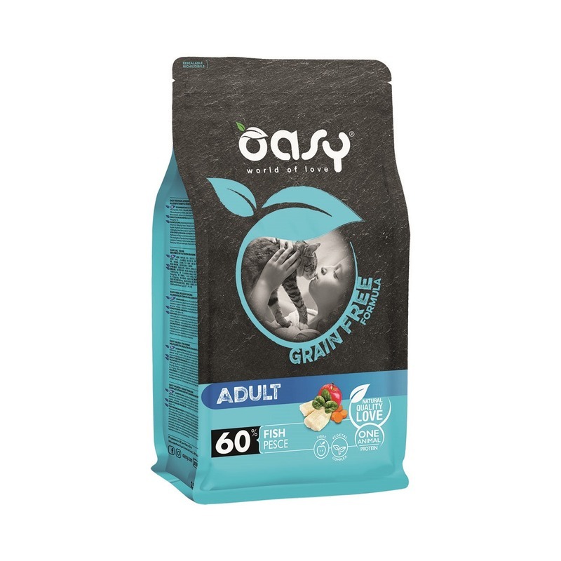 Сухой корм для кошек Oasy Dry Cat Grain Free Adult , рыба, 1.5кг