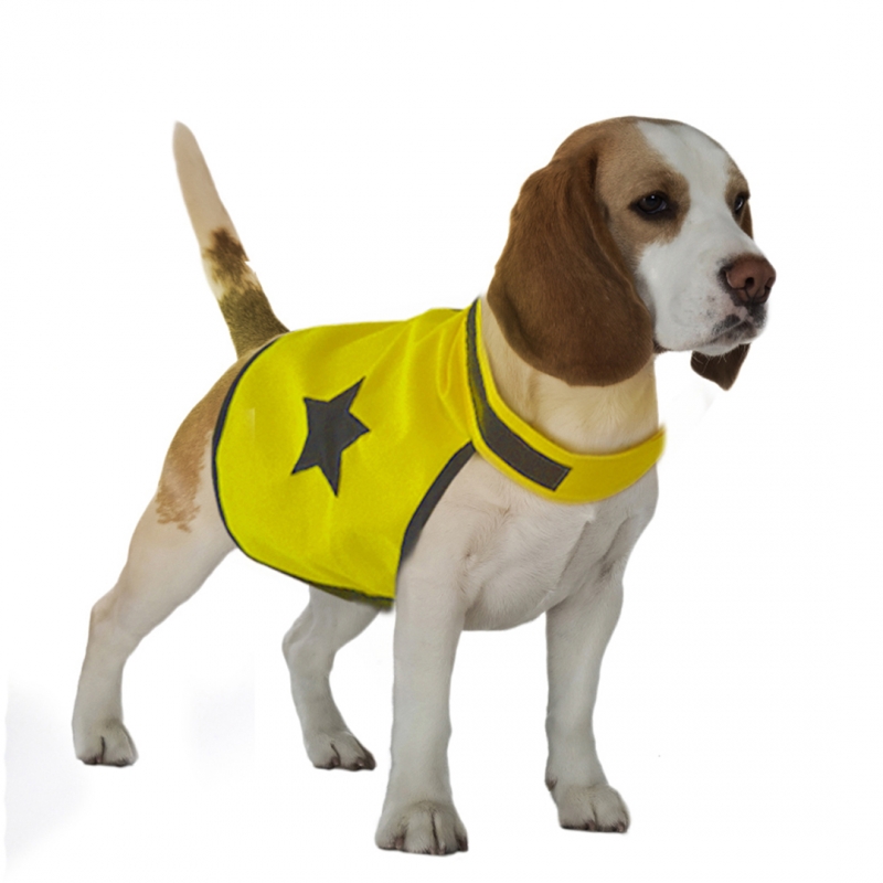 Жилет для собак Duvo+ светоотражающий, унисекс, желтый, L, длина спины 56 см
