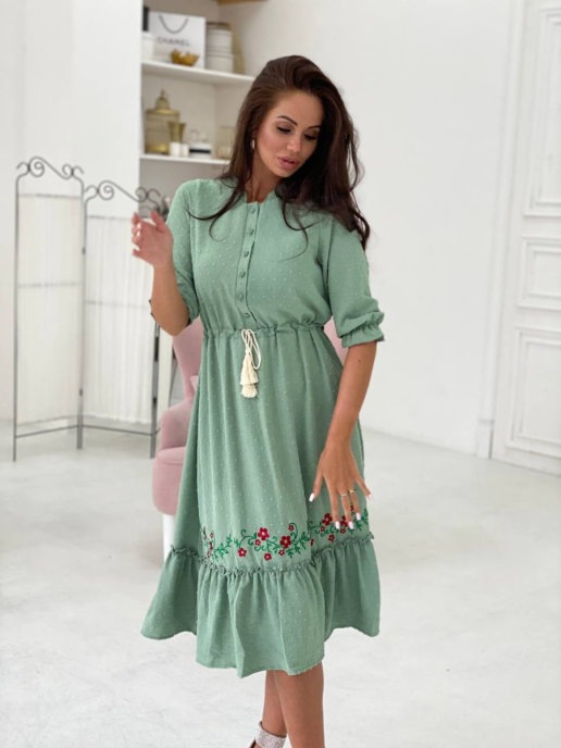 Платье женское DAZZLE STYLE Диана зеленое 46 RU