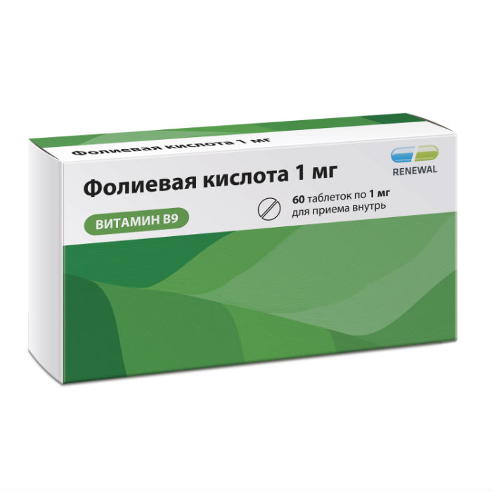 Фолиевая кислота Renewal таблетки 1 мг 60 шт. - купить в Доктор Столетов Сибирь, цена на Мегамаркет