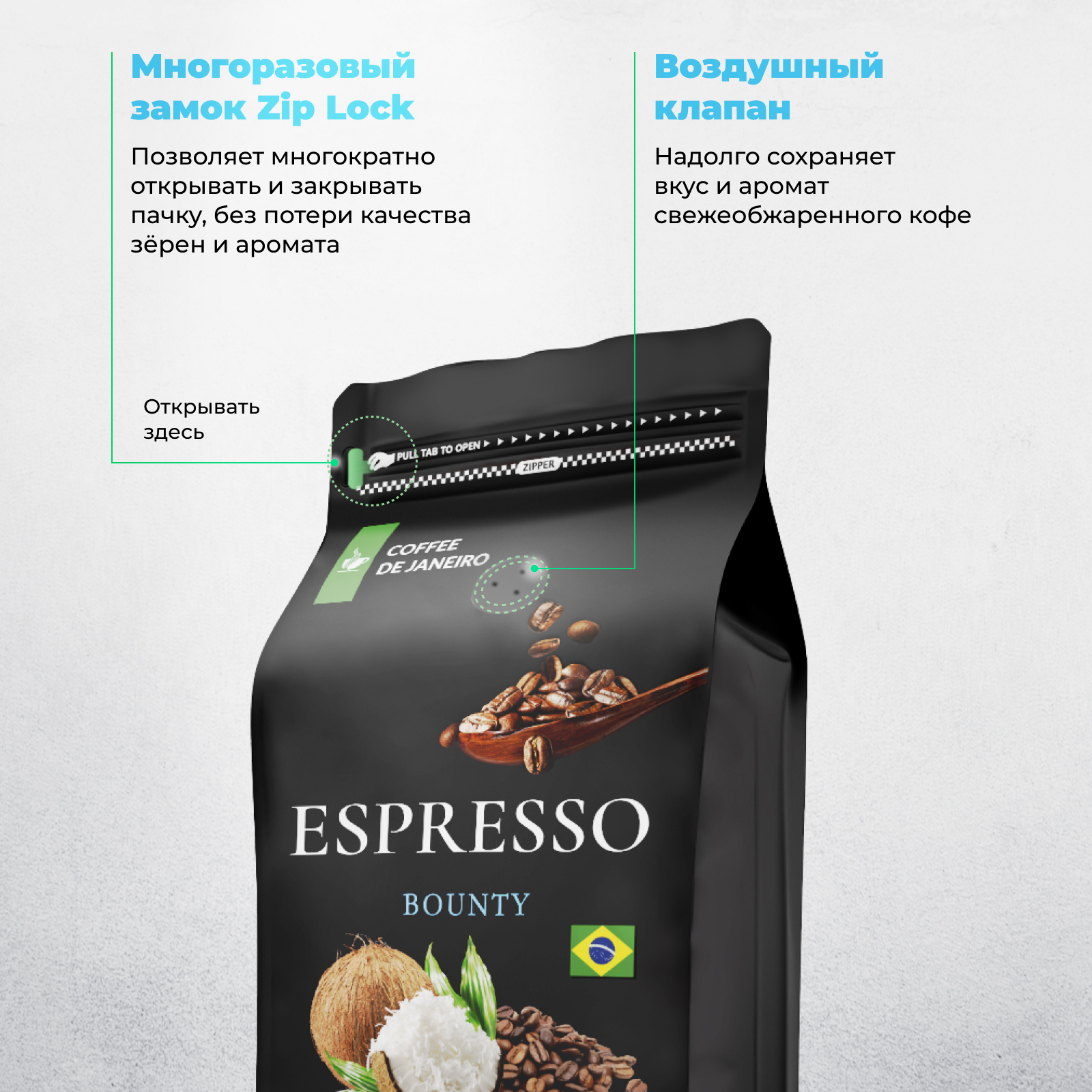 Купить кофе Aroma в зёрнах DE JANEIRO Espresso Bounty (100% Арабика), 1 кг,  цены на Мегамаркет | Артикул: 600009361810