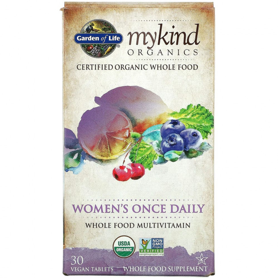 Мультивитамины Garden of Life, MyKind Organics, прием один раз в день, для женщин, 30 шт - купить в Talisman, цена на Мегамаркет