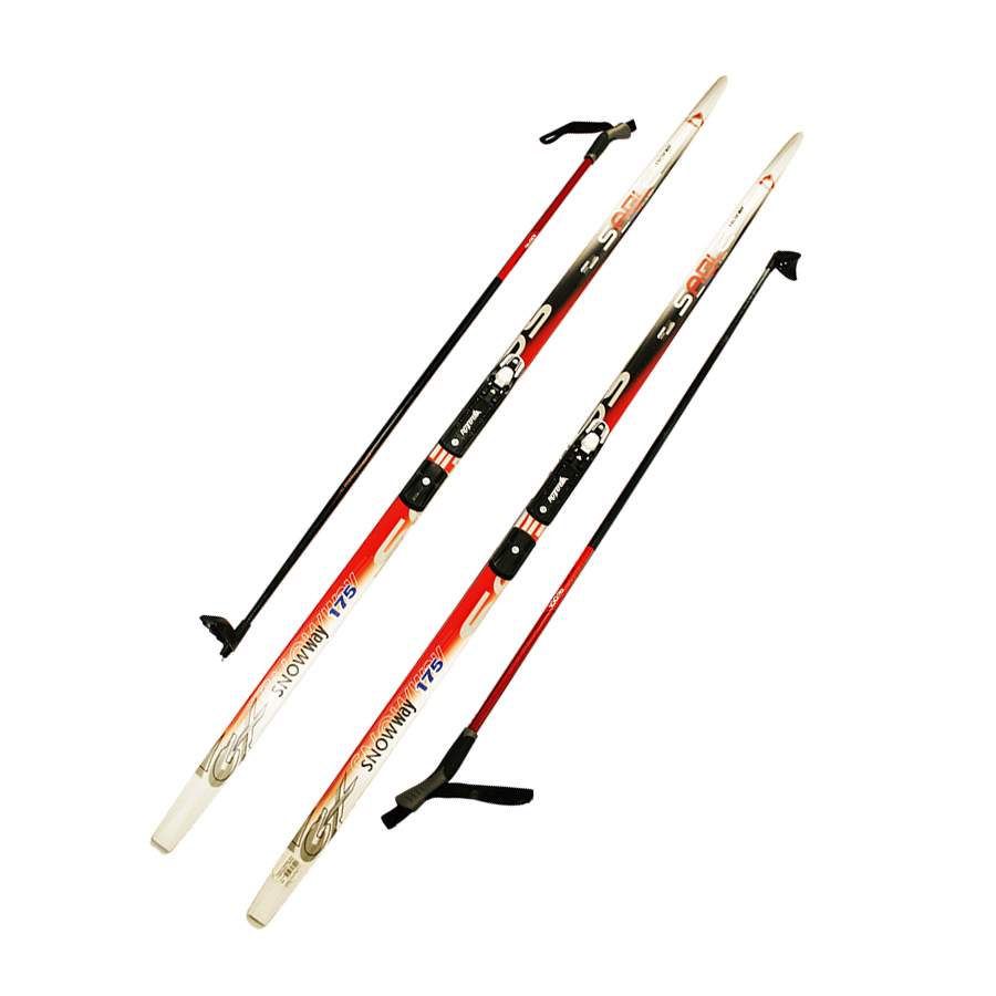 Лыжный комплект (лыжи + палки + крепления) NNN 195 (с палками) Step-in Sable snowway red